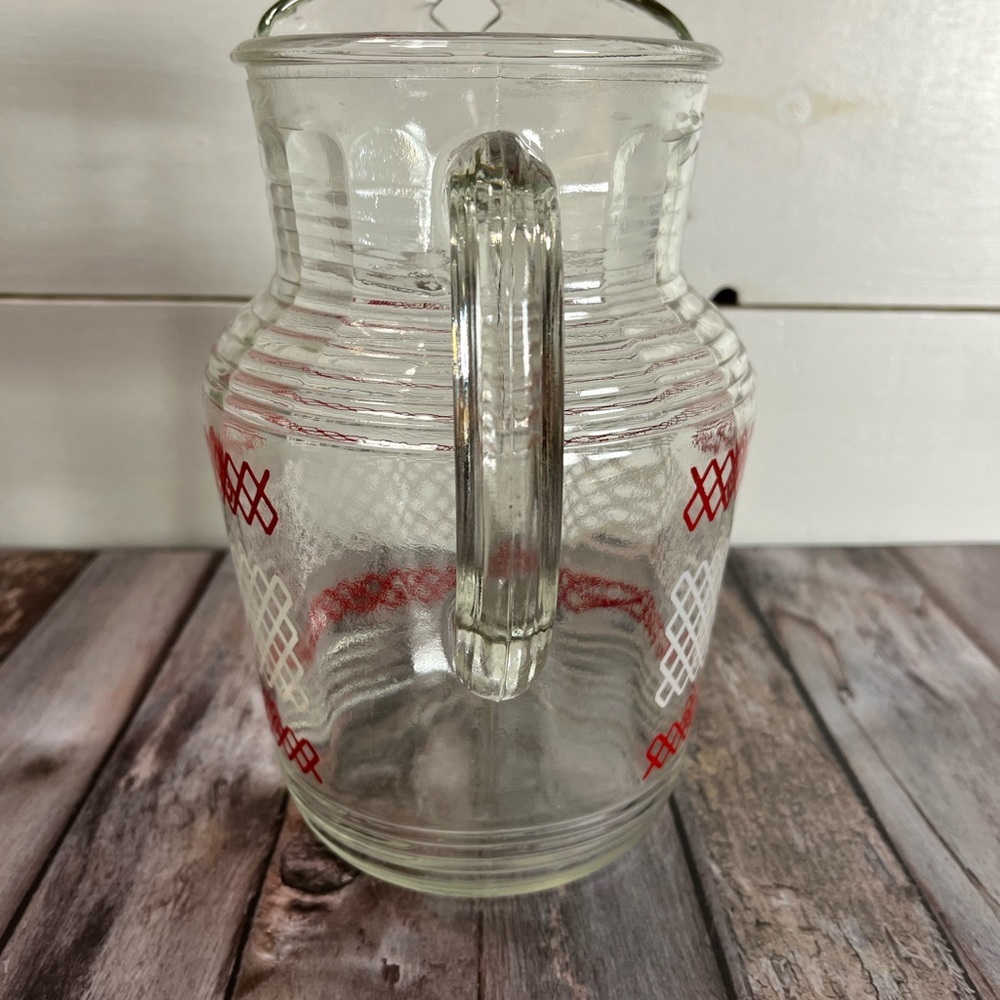 Glass Pitcher – Red Diamond Pattern - Picture 7 of 14